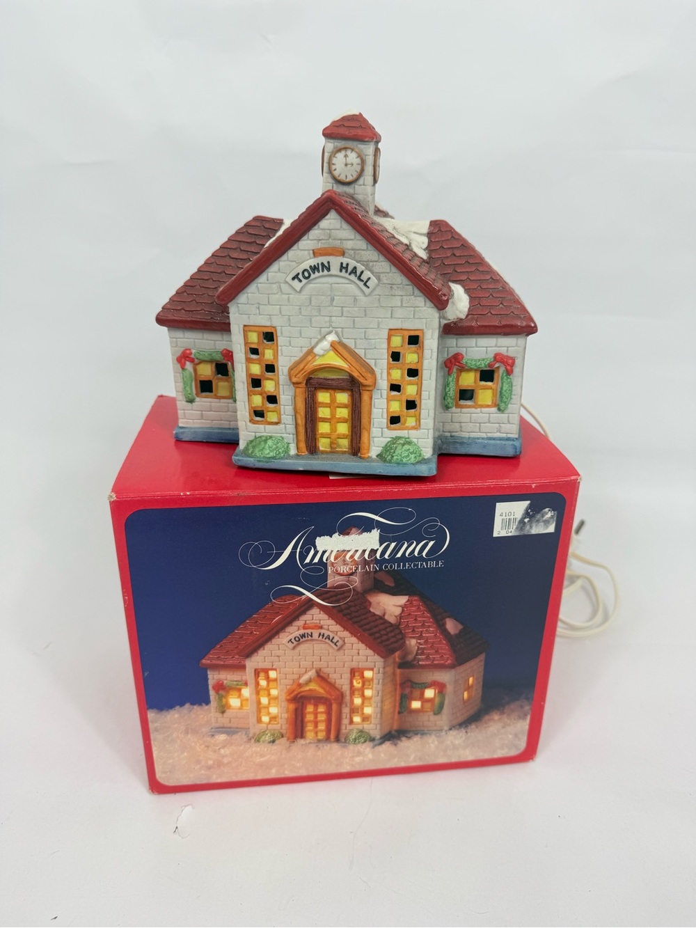 Vintage Americana Lighted Christmas Village Courthouse 1991